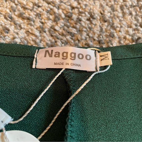 NWT! Emerald Green Flutter Sleeve Wrap Ruffle Dress - Picture 8 of 11